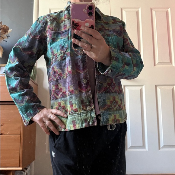 •Chico’s Design Embroidery Denim Rainbow Jacket Vintage - Picture 2 of 9